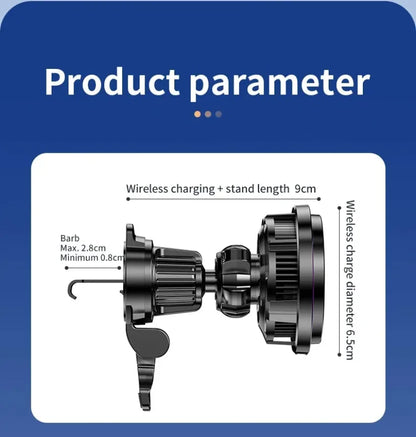 VIKEFON 15W ice Cooling Magnetic Wireless Car Charger for iPhone 16-12 Pro Max MacSafe Car Phone Holder Fast Charging Station
