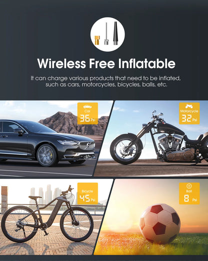 Cordless Tire Inflator - Digital Display 150PSI Car Pump