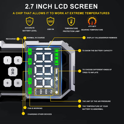 Car Jump Starter 21800mAh - Air Compressor & 6000A Booster