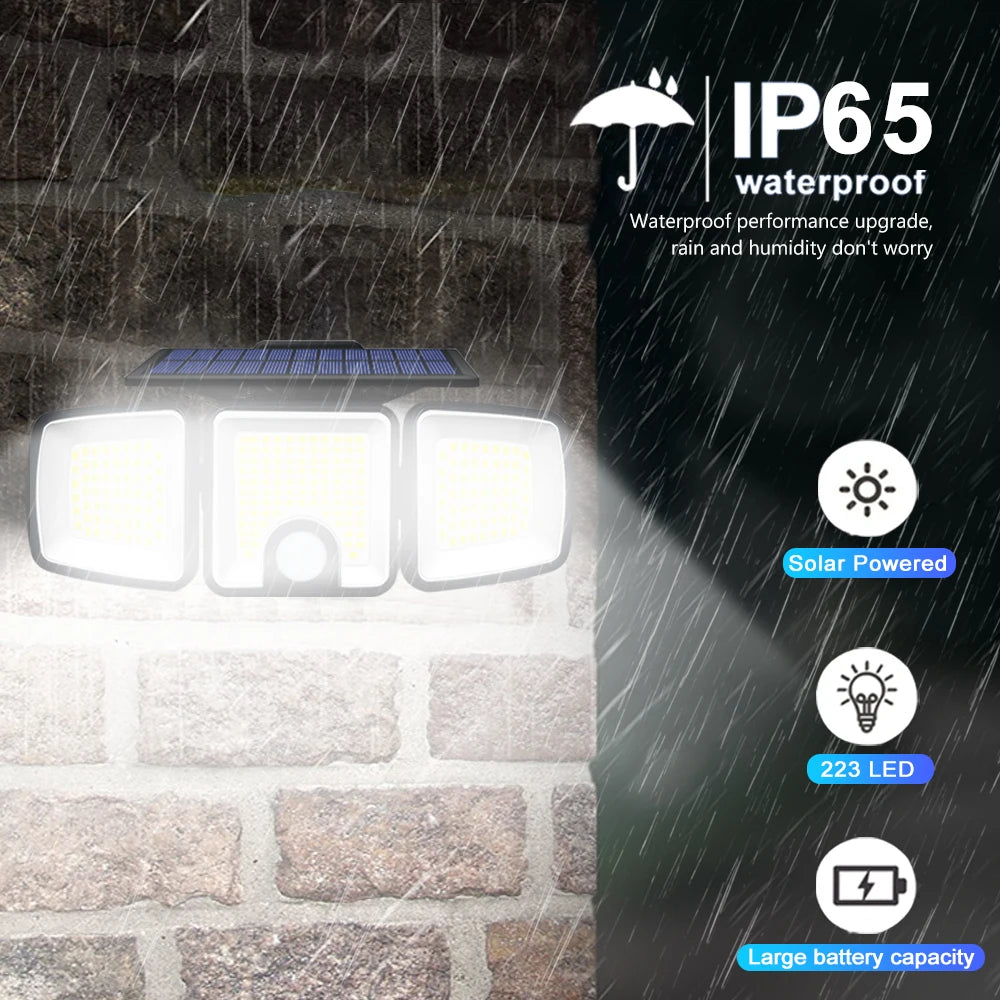 Solar Motion Sensor Lights 236 LED - Triple Head Security Light