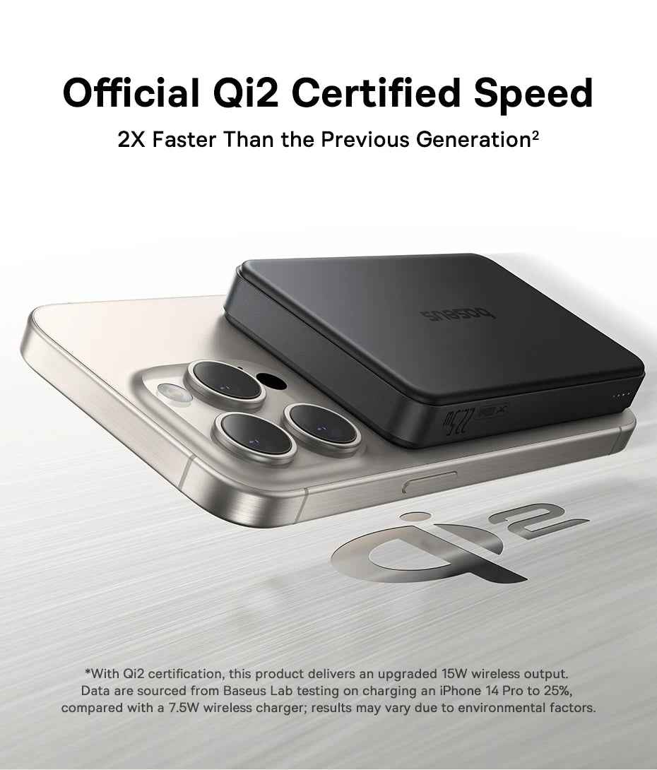 Qi2 Wireless Power Bank 10,000mAh - 15W Magnetic Charging