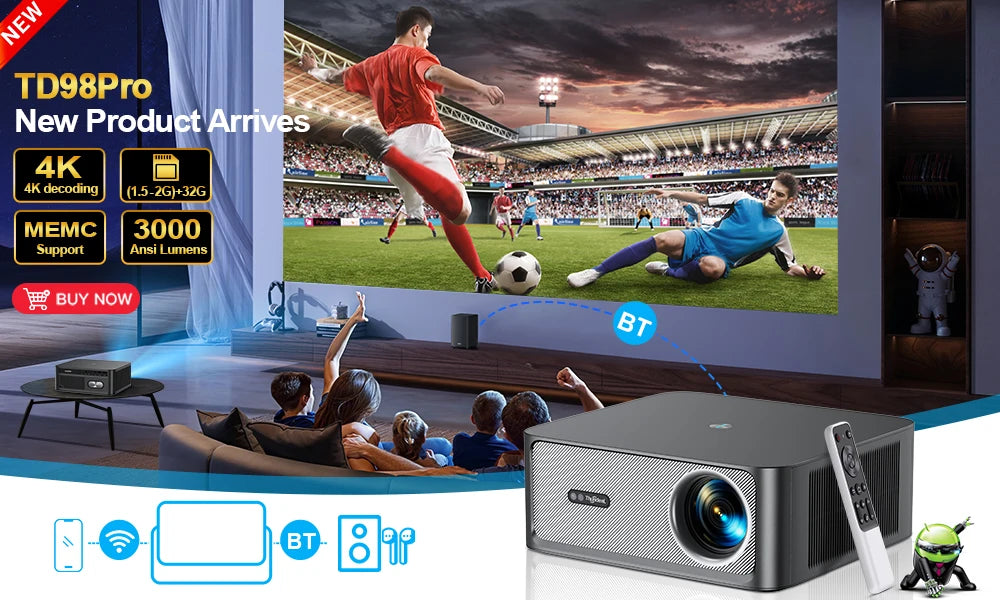 Portable Mini Projector 1080P Full HD - WiFi Android 4K Video