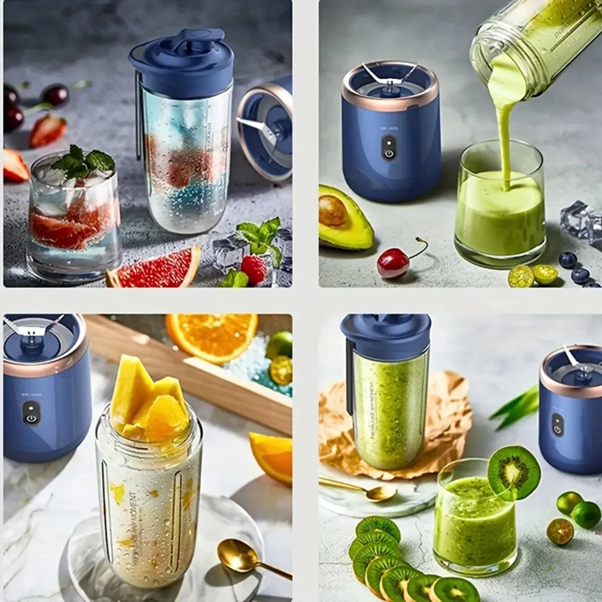 Portable Electric Blender 500ml - 6 Blade Smoothie Maker