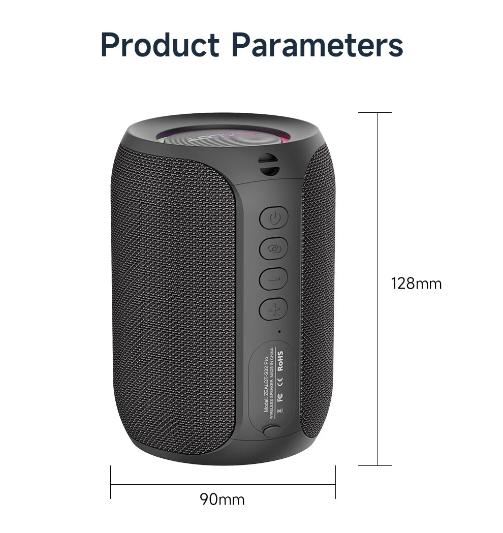 Portable Bluetooth Speaker Waterproof IPX6 - 3600mAh Battery