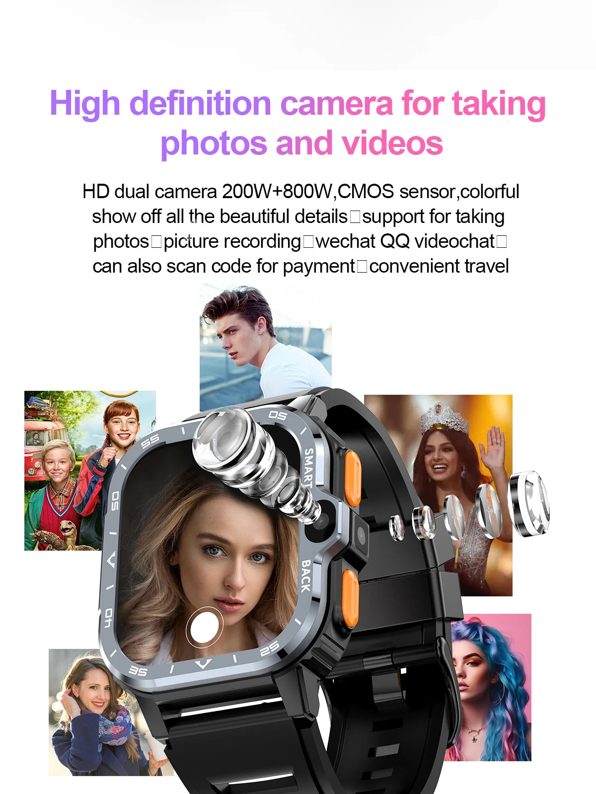 Android Smart Watch 4G - GPS, Dual Camera, 64GB Storage