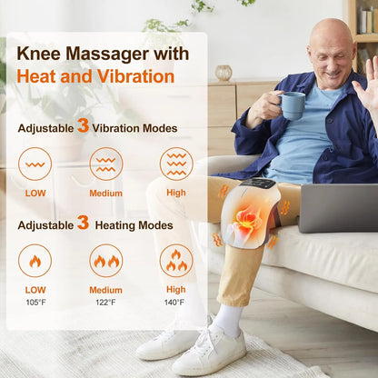 Knee Massager Cordless with Heat - 3 Vibration & Temperature