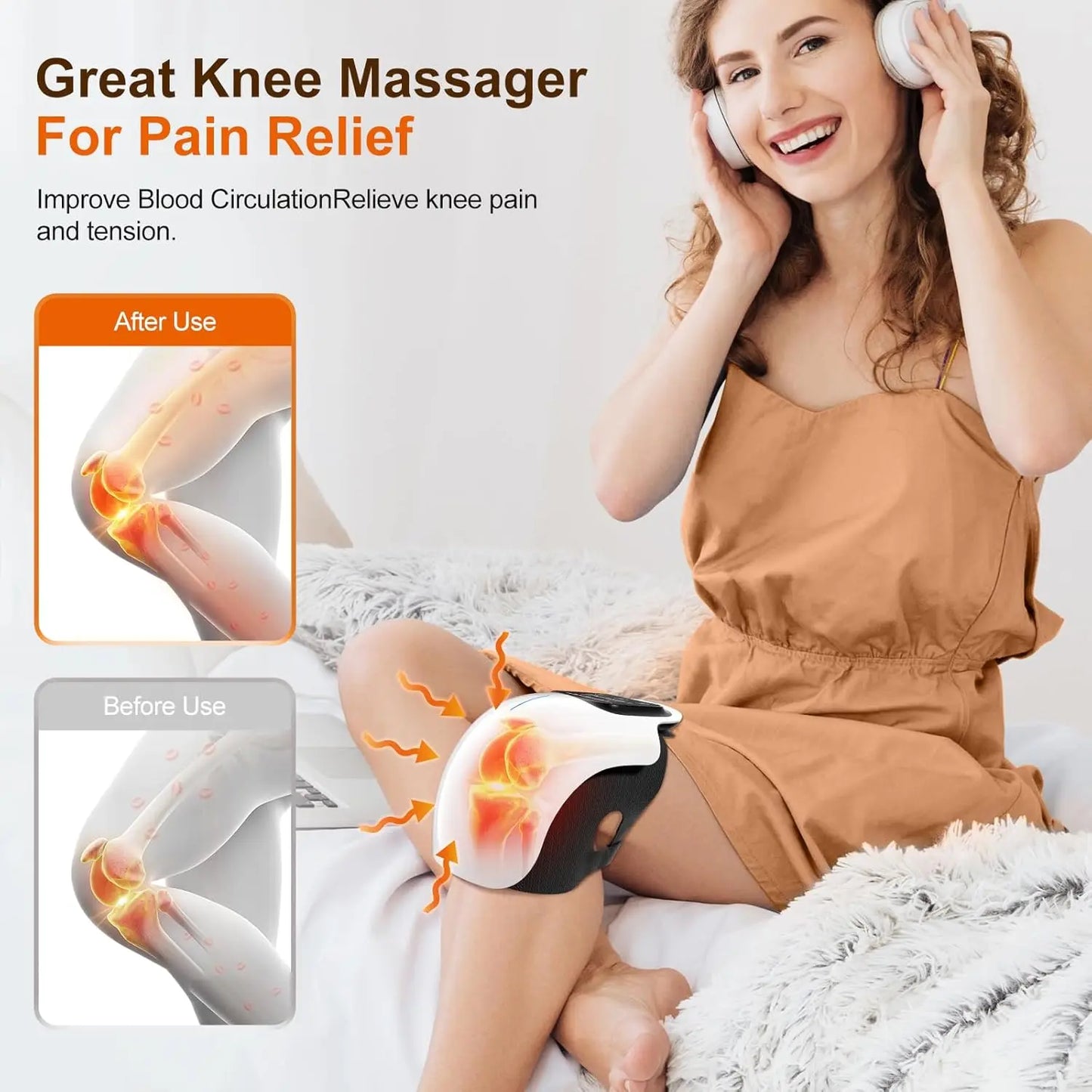 Knee Massager Cordless with Heat - 3 Vibration & Temperature