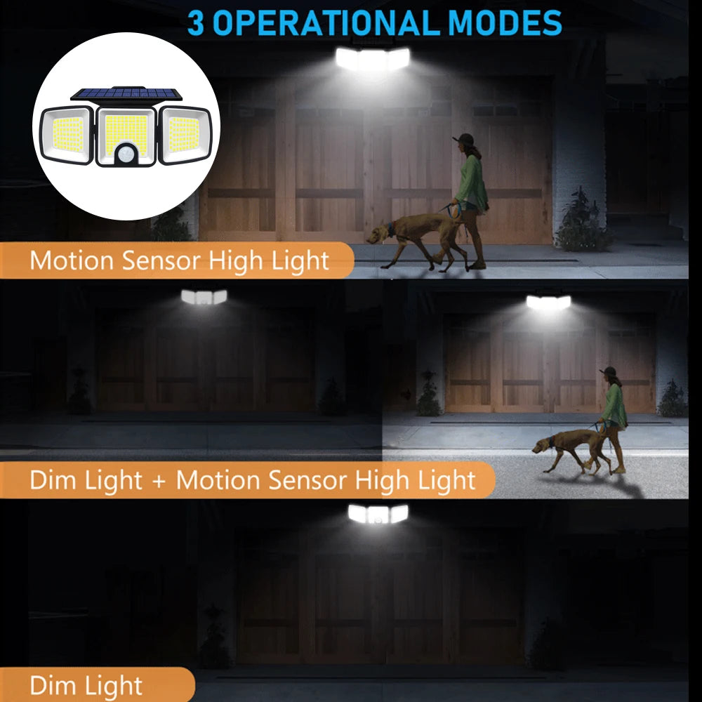 Solar Motion Sensor Lights 236 LED - Triple Head Security Light