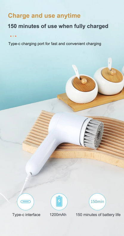 Electric Cleaning Brush - 5 Heads, USB Rechargeable Scrubber
