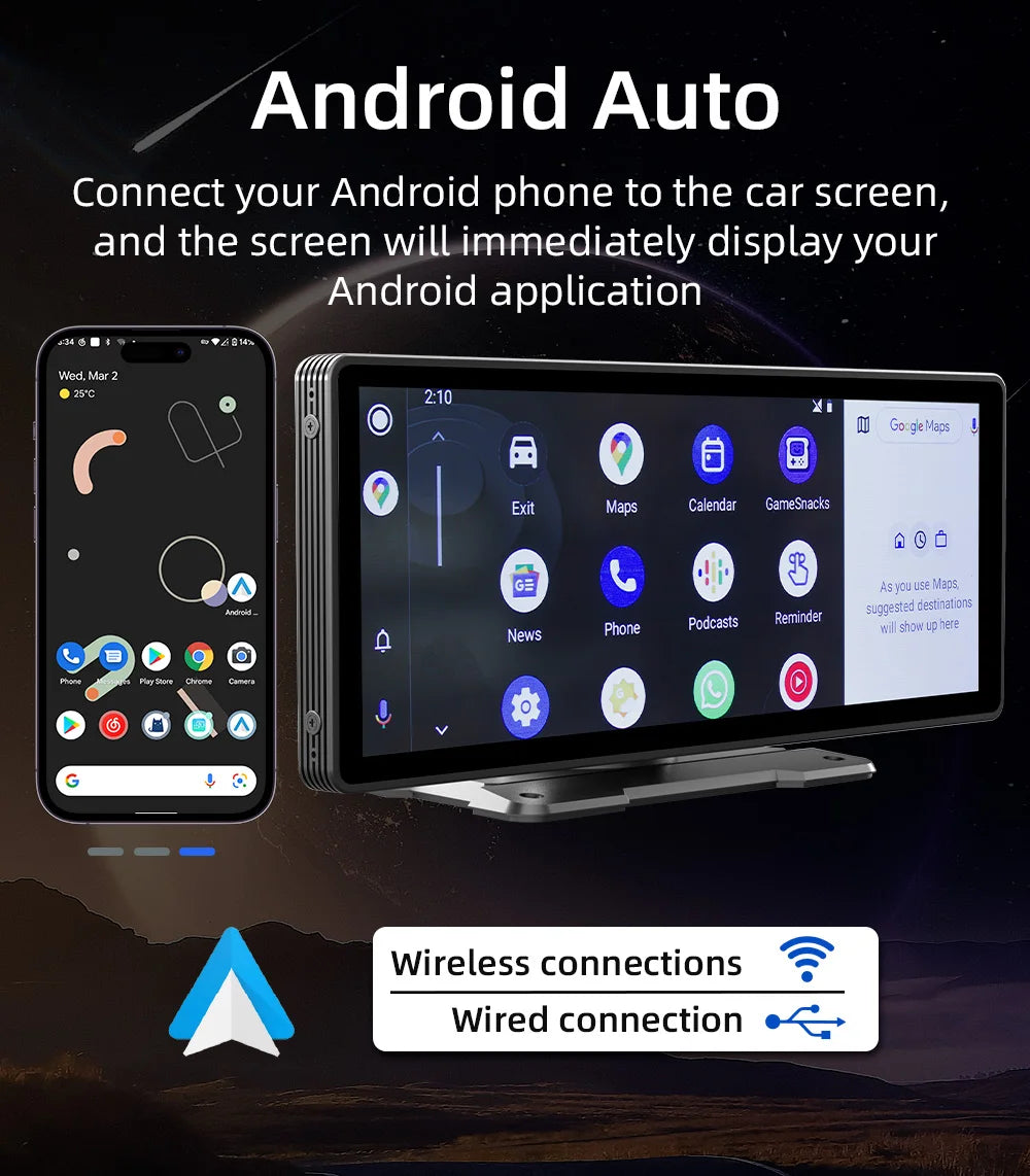 10.26" Car Stereo Screen - Wireless CarPlay Android Auto