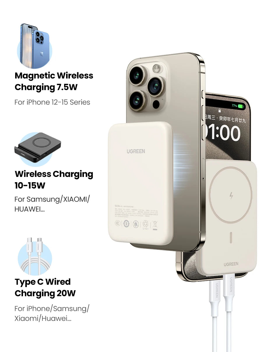 Magnetic Wireless Power Bank 10,000mAh - 20W Fast Charging