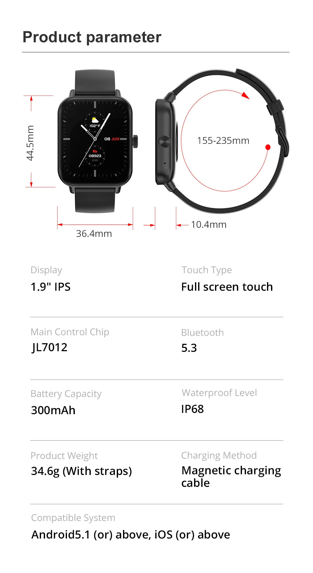 Smart Watch Voice Calling - 1.9" Screen Health Monitor IP68