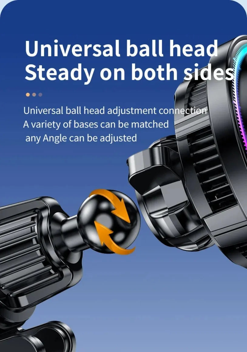 VIKEFON 15W ice Cooling Magnetic Wireless Car Charger for iPhone 16-12 Pro Max MacSafe Car Phone Holder Fast Charging Station