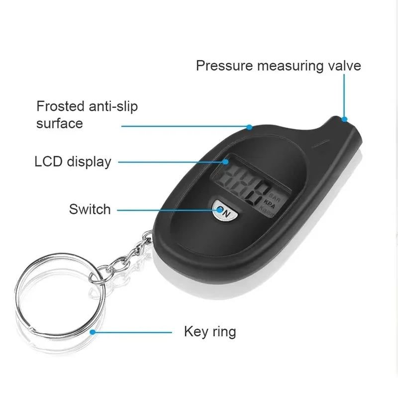 Digital Tire Pressure Gauge - LCD Display with Keychain