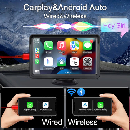 Car Stereo Screen 7 Inch - Wireless CarPlay Android Auto