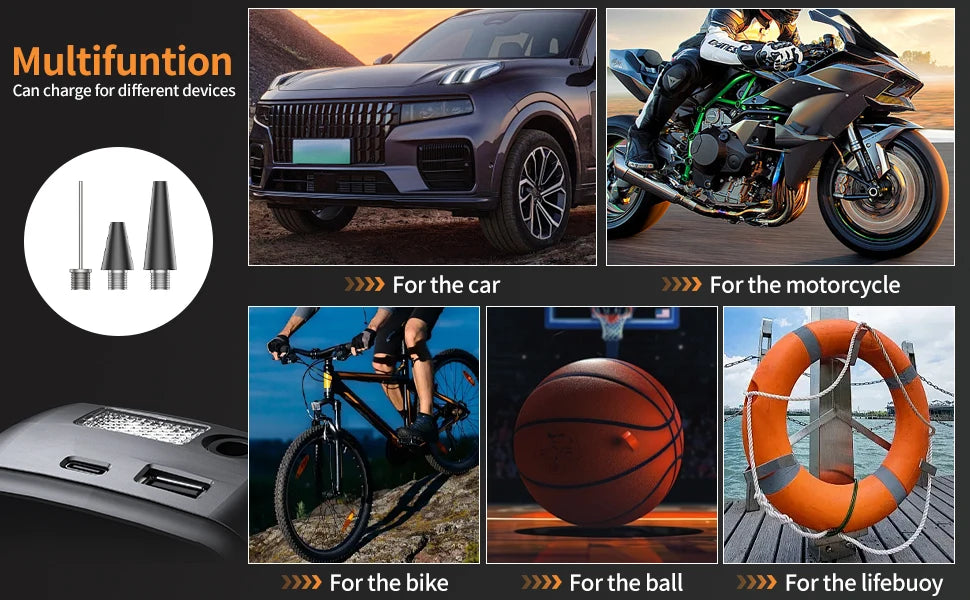 Portable Car Tyre Inflator - Electric Air Pump with Digital Display