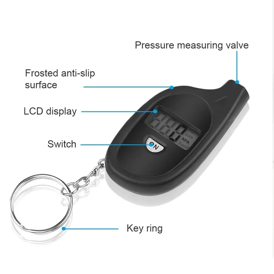 Digital Tire Pressure Gauge - LCD Display with Keychain