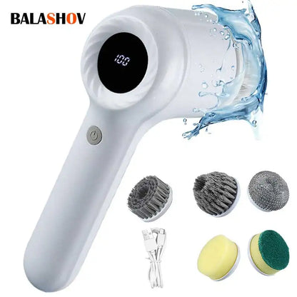 Electric Cleaning Brush - 5 Heads, USB Rechargeable Scrubber