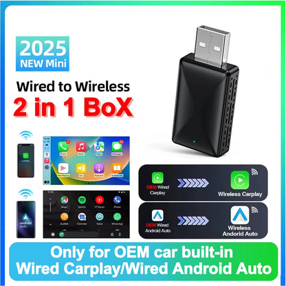 Wireless CarPlay Android Auto Adapter - 2-in-1 USB Dongle