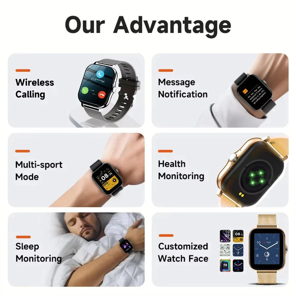 Smart Fitness Watch - Heart Rate Monitor & Bluetooth Calling