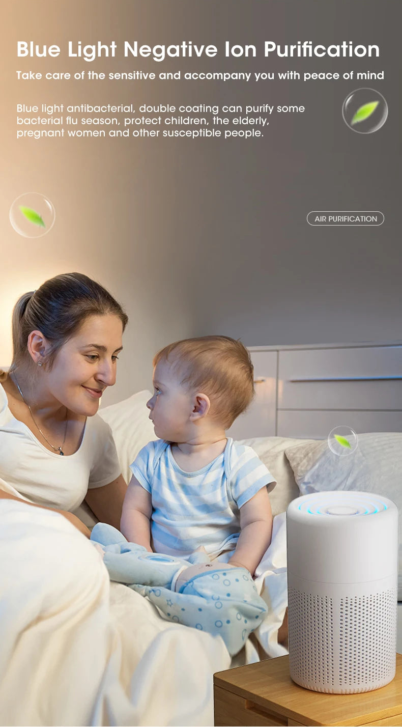 Mini Desktop Air Purifier - HEPA Filter H13 USB-C Portable