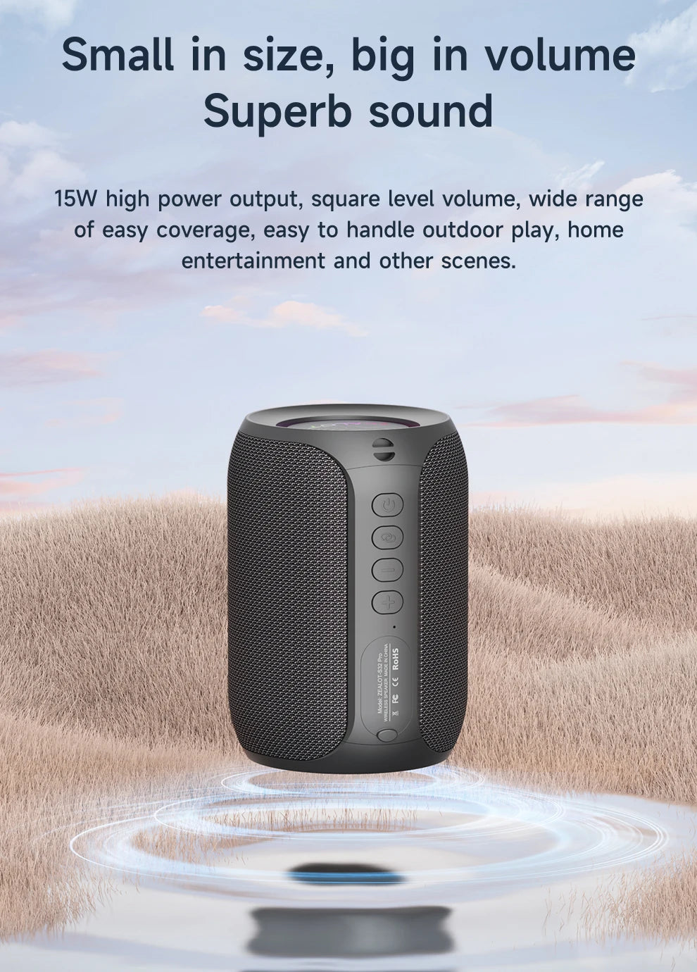 Portable Bluetooth Speaker Waterproof IPX6 - 3600mAh Battery