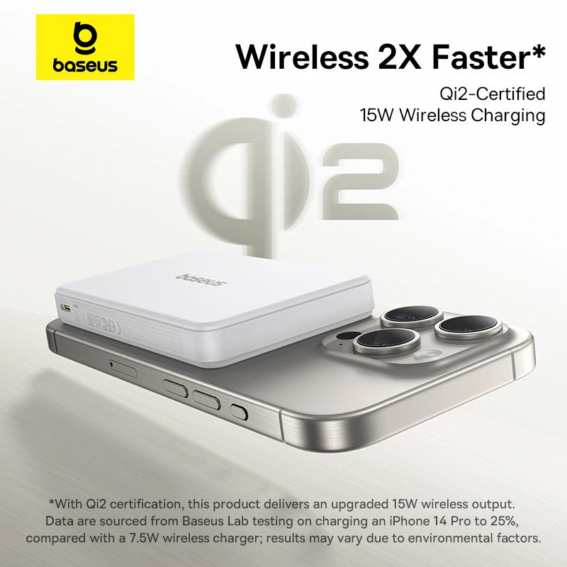 Qi2 Wireless Power Bank 10,000mAh - 15W Magnetic Charging