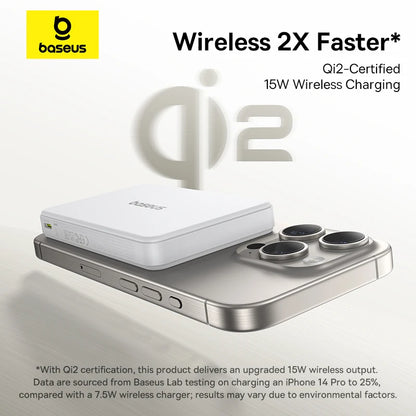 Qi2 Wireless Power Bank 10,000mAh - 15W Magnetic Charging