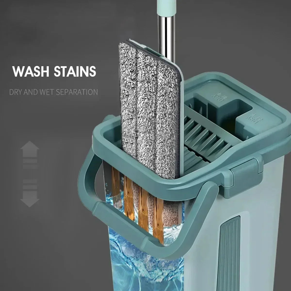 Flat Squeeze Mop & Bucket Set - Easy Wring Microfiber Pads