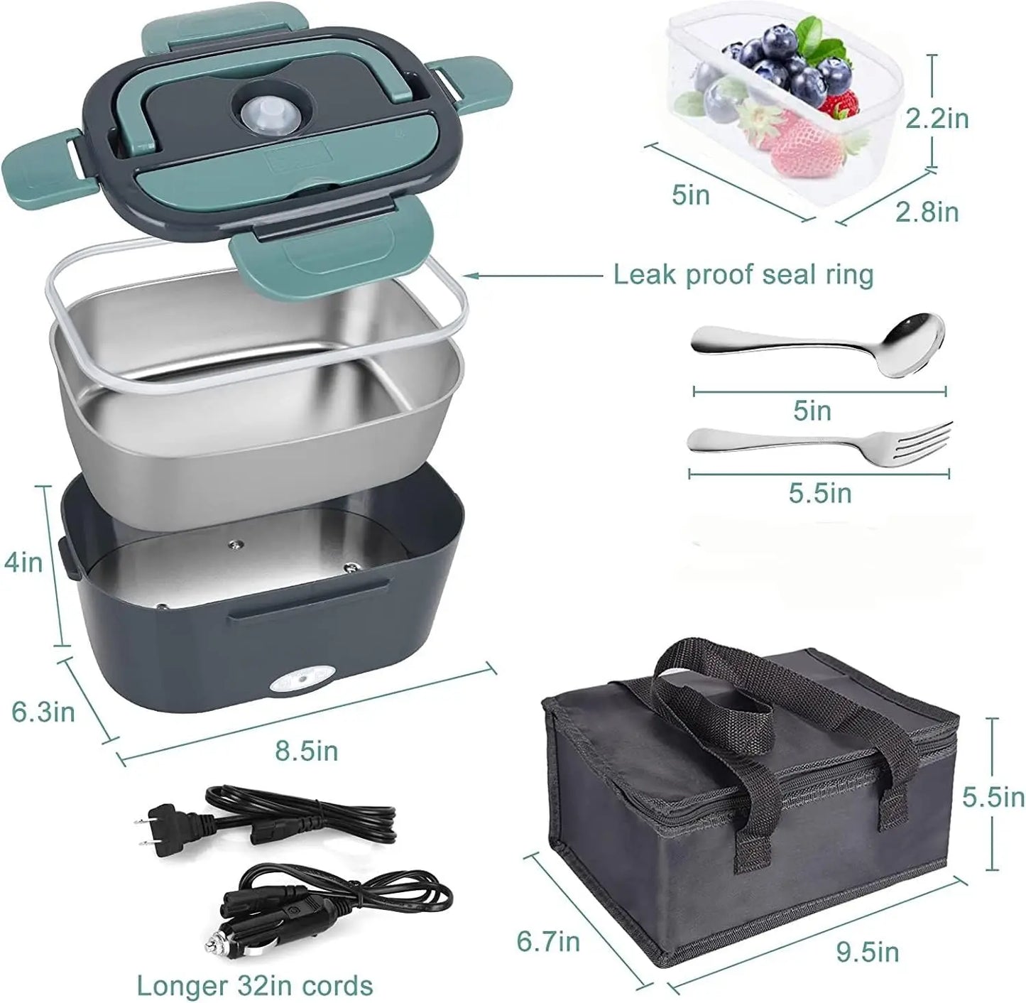 Electric Lunch Box 1.5L - Portable Food Warmer Car & Home