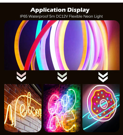 LED Neon Strip Lights 5M - Flexible Waterproof 600 LEDs