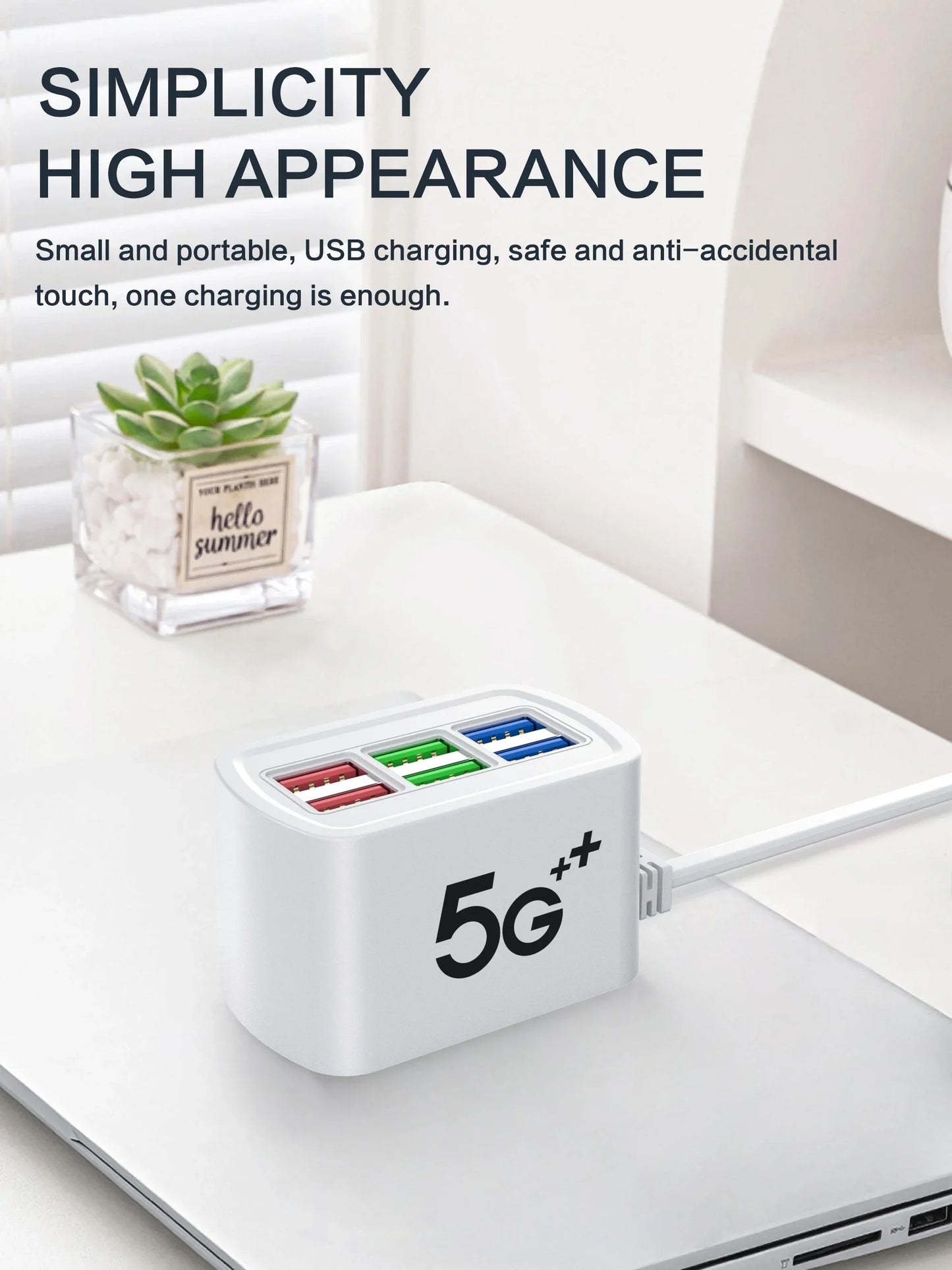 6-Port USB Charging Station - Desktop Hub with Fast Charging