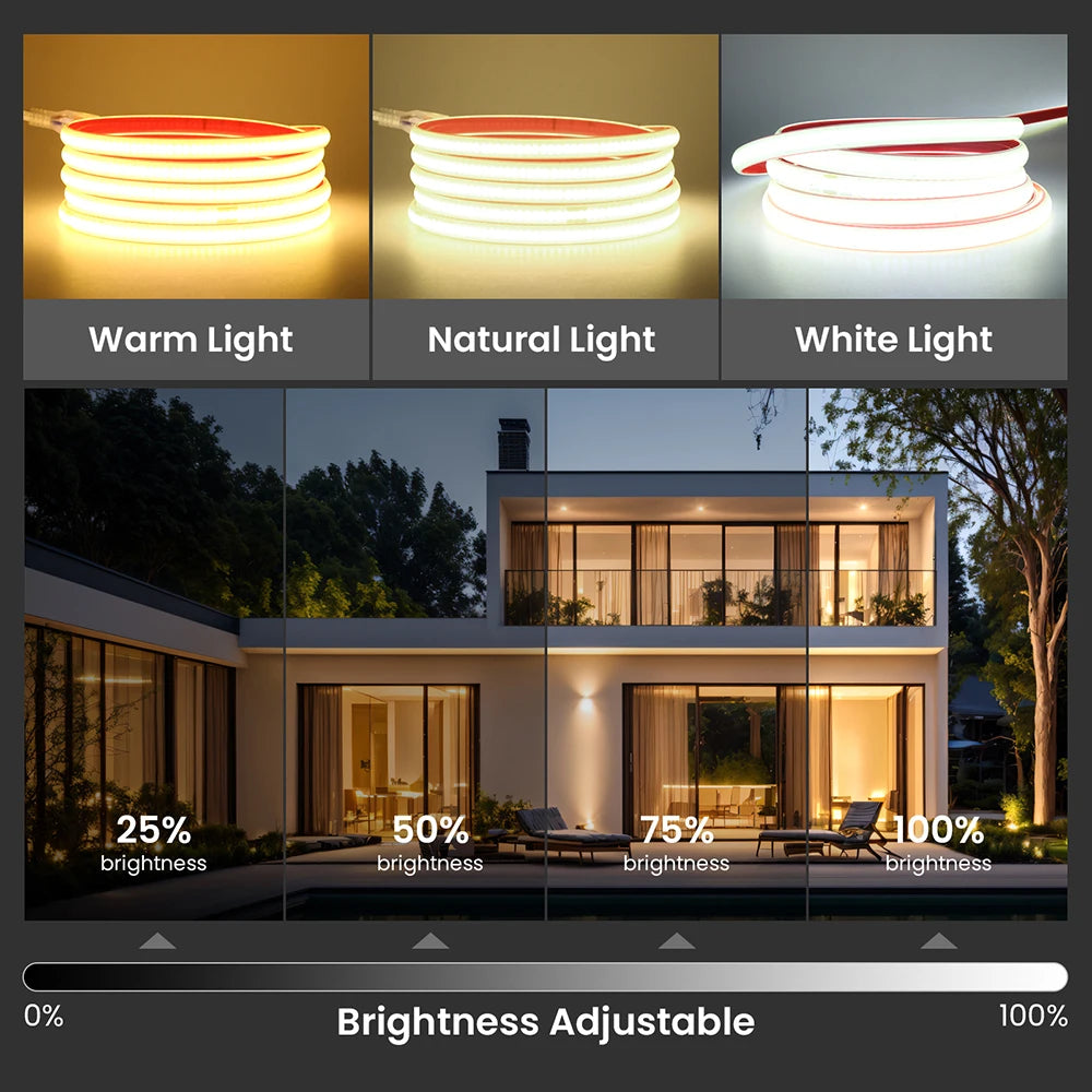 COB LED Strip Light 220V - Waterproof Smart WiFi Control