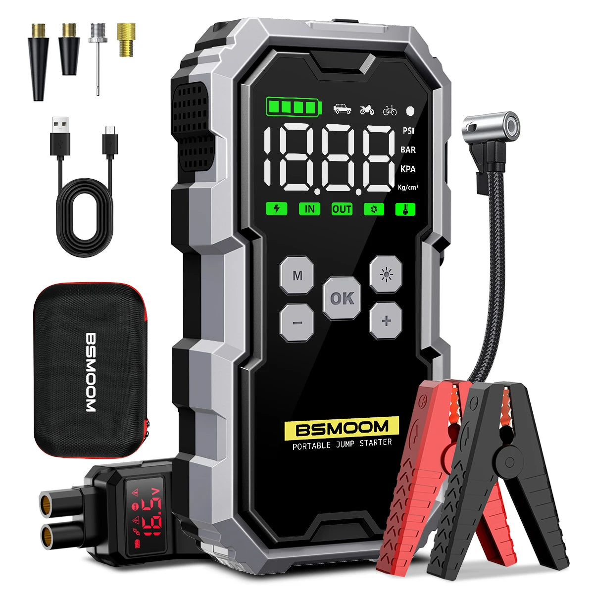 Car Jump Starter 21800mAh - Air Compressor & 6000A Booster