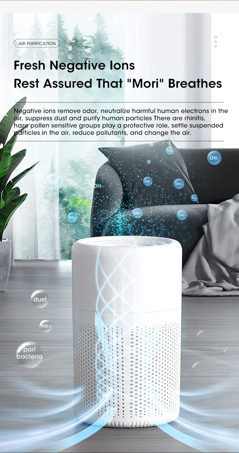 Mini Desktop Air Purifier - HEPA Filter H13 USB-C Portable