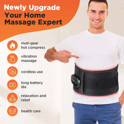 Lumbar Support Belt - Heated Vibrating Back Brace with Red Light