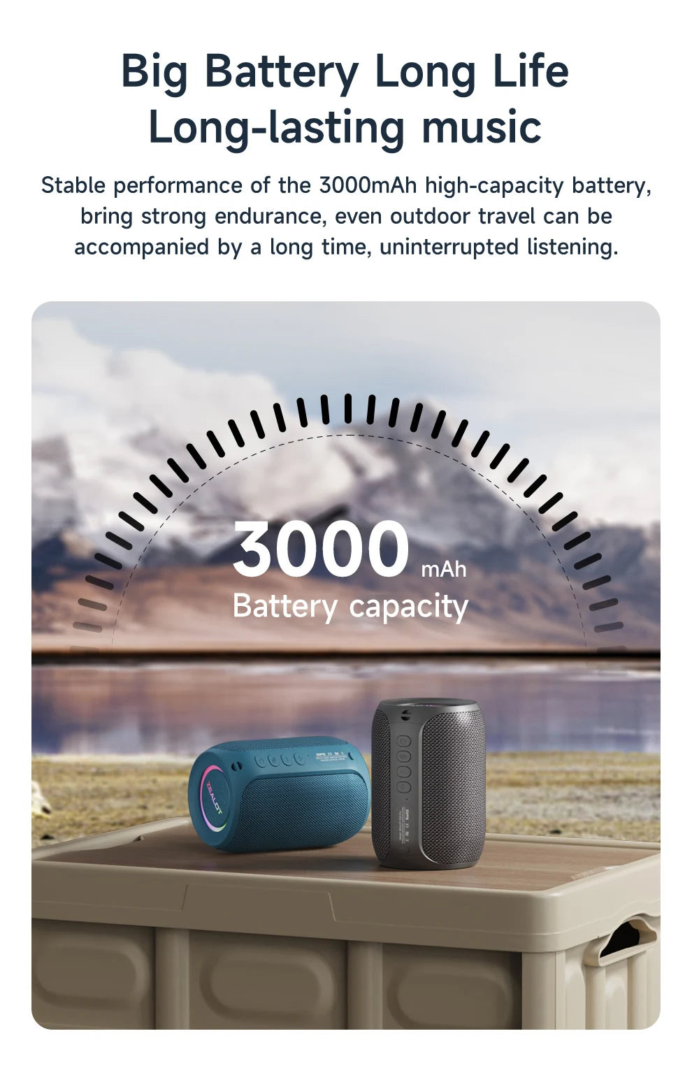 Portable Bluetooth Speaker Waterproof IPX6 - 3600mAh Battery