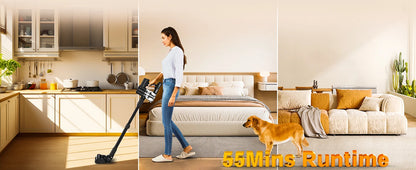 Cordless Stick Vacuum - 46kPa Suction Self-Standing Pet Hair