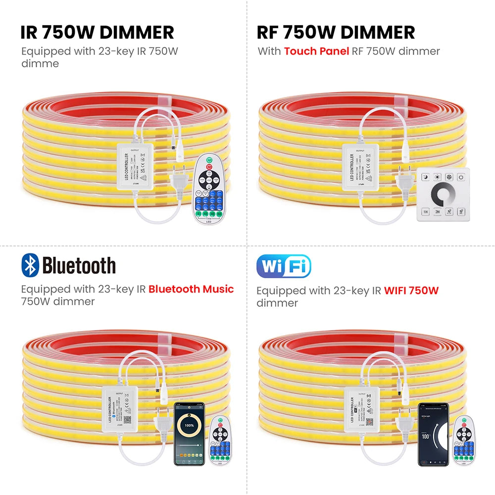 COB LED Strip Light 220V - Waterproof Smart WiFi Control