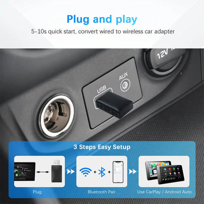 Wireless CarPlay Android Auto Adapter - 2-in-1 USB Dongle