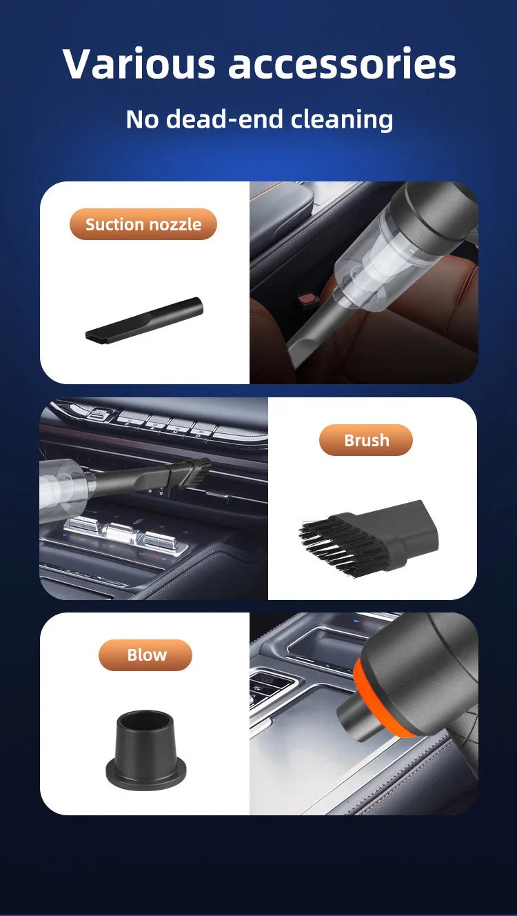 Car Vacuum Cleaner Cordless - 1200mAh Handheld Portable