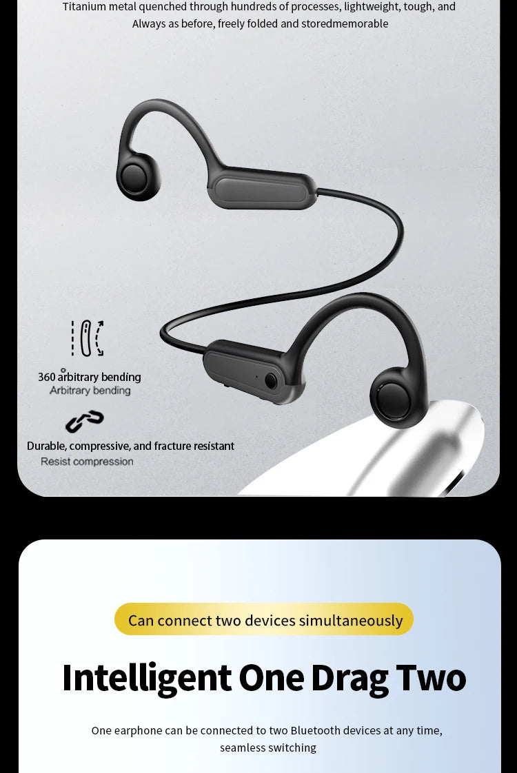 Bone Conduction Headphones - Bluetooth Sports Earphones Waterproof