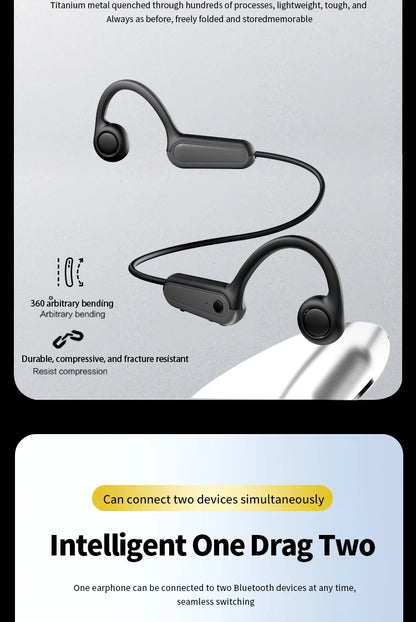 Bone Conduction Headphones - Bluetooth Sports Earphones Waterproof