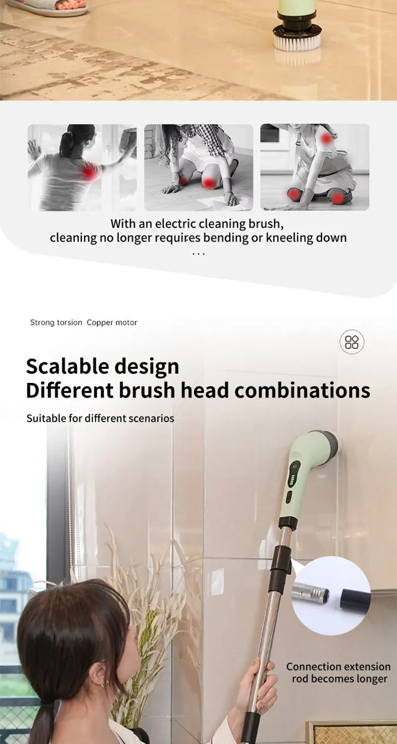 Electric Cleaning Brush 9-in-1 - Extendable Scrubber Kit
