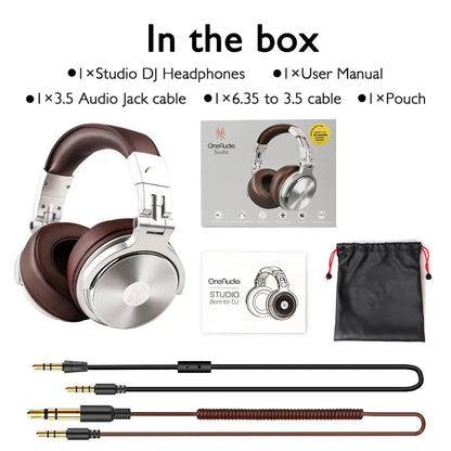 DJ Studio Headphones - Professional Over Ear with Mic 50mm