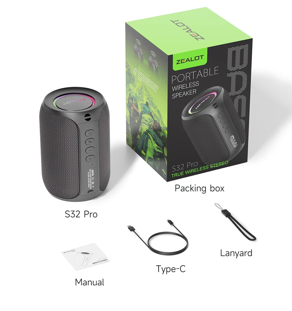 Portable Bluetooth Speaker Waterproof IPX6 - 3600mAh Battery