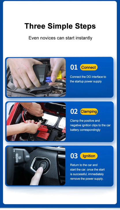 Car Jump Starter 600A 12V - 12000mAh Power Bank LED Light