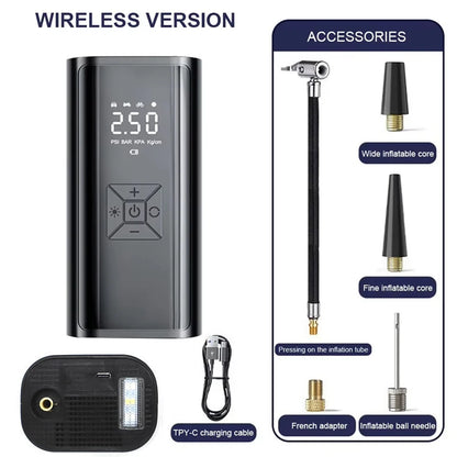 Wireless Car Tyre Inflator - Portable Air Compressor 150PSI