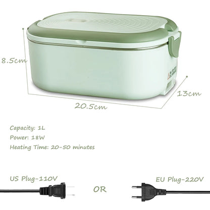 Electric Lunch Box 1L - Stainless Steel Food Warmer Heater