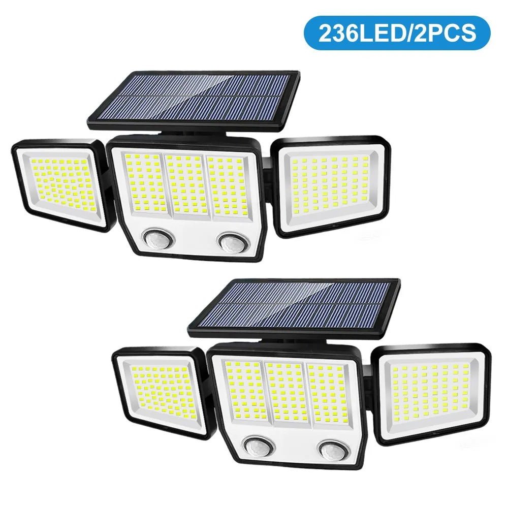 Solar Motion Sensor Lights 236 LED - Triple Head Security Light